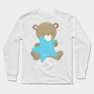 Cute Bear, Baby Bear, Little Bear, Bear With Star Long Sleeve T-Shirt